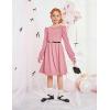 Arshiner Girls Knit Dresses Puff Long Sleeve Fall Winter Casual Holiday Sweater Dress with Pockets(Pink)