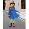 Arshiner Girls Knit Dresses Puff Long Sleeve Fall Winter Casual Holiday Sweater Dress with Pockets(Royal Blue)
