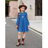 Arshiner Girls Knit Dresses Puff Long Sleeve Fall Winter Casual Holiday Sweater Dress with Pockets(Royal Blue)