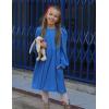 Arshiner Girls Knit Dresses Puff Long Sleeve Fall Winter Casual Holiday Sweater Dress with Pockets(Royal Blue)