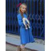 Arshiner Girls Knit Dresses Puff Long Sleeve Fall Winter Casual Holiday Sweater Dress with Pockets(Royal Blue)