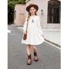 Arshiner Girls Knit Dresses Puff Long Sleeve Fall Winter Casual Holiday Sweater Dress with Pockets(White)