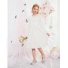 Arshiner Girls Knit Dresses Puff Long Sleeve Fall Winter Casual Holiday Sweater Dress with Pockets(White)