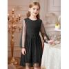 Arshiner Girls Mesh Dress Long Sleeve Tulle Sparkle Glitter Polka Dot Party Holiday Dresses Kids Clothes(Black)