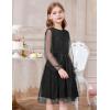Arshiner Girls Mesh Dress Long Sleeve Tulle Sparkle Glitter Polka Dot Party Holiday Dresses Kids Clothes(Black)