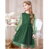 Arshiner Girls Mesh Dress Long Sleeve Tulle Sparkle Glitter Polka Dot Party Holiday Dresses Kids Clothes(Bright Green)