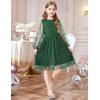 Arshiner Girls Mesh Dress Long Sleeve Tulle Sparkle Glitter Polka Dot Party Holiday Dresses Kids Clothes(Bright Green)