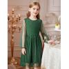 Arshiner Girls Mesh Dress Long Sleeve Tulle Sparkle Glitter Polka Dot Party Holiday Dresses Kids Clothes(Bright Green)