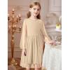 Arshiner Girls Mesh Dress Long Sleeve Tulle Sparkle Glitter Polka Dot Party Holiday Dresses Kids Clothes(Champagne)