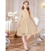 Arshiner Girls Mesh Dress Long Sleeve Tulle Sparkle Glitter Polka Dot Party Holiday Dresses Kids Clothes(Champagne)
