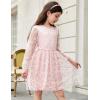 Arshiner Girls Mesh Dress Long Sleeve Tulle Sparkle Glitter Polka Dot Party Holiday Dresses Kids Clothes(Light Pink)