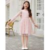 Arshiner Girls Mesh Dress Long Sleeve Tulle Sparkle Glitter Polka Dot Party Holiday Dresses Kids Clothes(Light Pink)