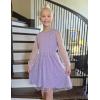 Arshiner Girls Mesh Dress Long Sleeve Tulle Sparkle Glitter Polka Dot Party Holiday Dresses Kids Clothes(Lilac Purple)