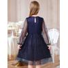 Arshiner Girls Mesh Dress Long Sleeve Tulle Sparkle Glitter Polka Dot Party Holiday Dresses Kids Clothes(Navy Blue)
