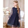 Arshiner Girls Mesh Dress Long Sleeve Tulle Sparkle Glitter Polka Dot Party Holiday Dresses Kids Clothes(Navy Blue)