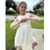 Arshiner Girls Mesh Dress Long Sleeve Tulle Sparkle Glitter Polka Dot Party Holiday Dresses Kids Clothes(White)