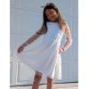 Arshiner Girls Mesh Dress Long Sleeve Tulle Sparkle Glitter Polka Dot Party Holiday Dresses Kids Clothes(White)