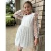 Arshiner Girls Mesh Dress Long Sleeve Tulle Sparkle Glitter Polka Dot Party Holiday Dresses Kids Clothes(White)