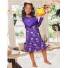 Arshiner Girls Nightgowns Cute Halloween Pajamas Dress Long Sleeve Nightdress Nighties(Halloween Purple)