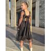 Arshiner Girls Tie Back Dress Puff Long Sleeve Formal Square Neck Party Tulle Dresses(Black)