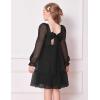 Arshiner Girls Tie Back Dress Puff Long Sleeve Formal Square Neck Party Tulle Dresses(Black)