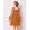 Arshiner Girls Tie Back Dress Puff Long Sleeve Formal Square Neck Party Tulle Dresses(Brown)