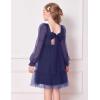 Arshiner Girls Tie Back Dress Puff Long Sleeve Formal Square Neck Party Tulle Dresses(Navy Blue)