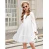 Arshiner Girls Tie Back Dress Puff Long Sleeve Formal Square Neck Party Tulle Dresses(White)