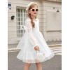 Arshiner Girls Tie Back Dress Puff Long Sleeve Formal Square Neck Party Tulle Dresses(White)