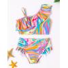Arshiner Girls Two Piece Swimsuit Ruffles Flounce Printed Bikini Set Swimwear Girl Bathing Suits with Chest Pad 4-15 Years(Rainbow – Fluid)