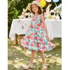 Arshiner Toddler Dress Little Girls Summer Cotton Backless High Low Hem Beach Casual Sundress with Pockets(Green Floral)