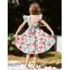 Arshiner Toddler Dress Little Girls Summer Cotton Backless High Low Hem Beach Casual Sundress with Pockets(Green Floral)