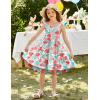 Arshiner Toddler Dress Little Girls Summer Cotton Backless High Low Hem Beach Casual Sundress with Pockets(Green Floral)