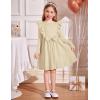 Arshiner Toddler Girl Dress Ruffle Ribbed Knit Long Sleeve A-Line Swing Fall Winter Bowknot Casual Dress with Pockets(Apricot)
