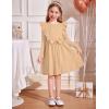 Arshiner Toddler Girl Dress Ruffle Ribbed Knit Long Sleeve A-Line Swing Fall Winter Bowknot Casual Dress with Pockets(Light Brown)