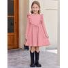 Arshiner Toddler Girl Dress Ruffle Ribbed Knit Long Sleeve A-Line Swing Fall Winter Bowknot Casual Dress with Pockets(Pink)