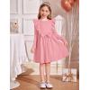 Arshiner Toddler Girl Dress Ruffle Ribbed Knit Long Sleeve A-Line Swing Fall Winter Bowknot Casual Dress with Pockets(Pink)