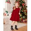 Arshiner Toddler Girl Dress Ruffle Ribbed Knit Long Sleeve A-Line Swing Fall Winter Bowknot Casual Dress with Pockets(Red)