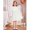 Arshiner Toddler Girl Dress Ruffle Ribbed Knit Long Sleeve A-Line Swing Fall Winter Bowknot Casual Dress with Pockets(White)