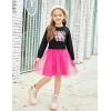 Arshiner Toddler Long Sleeve Dress Patchwork Tulle Tutu Girls Birthday Party Dresses Fall Clothes Size 2-6(Black – Deep Pink Tulle)