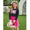Arshiner Toddler Long Sleeve Dress Patchwork Tulle Tutu Girls Birthday Party Dresses Fall Clothes Size 2-6(Black – Deep Pink Tulle)