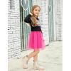 Arshiner Toddler Long Sleeve Dress Patchwork Tulle Tutu Girls Birthday Party Dresses Fall Clothes Size 2-6(Black – Deep Pink Tulle)