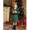 Arshiner Toddler Long Sleeve Dress Patchwork Tulle Tutu Girls Birthday Party Dresses Fall Clothes Size 2-6(Dark Green – Glitter Tulle)