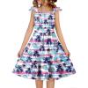 Arshiner Girls Dress Summer Casual Flutter Sleeve Tiered Midi Sundress with Pockets for 5-13 Years(Coconut Palm)
