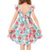 Arshiner Toddler Dress Little Girls Summer Cotton Backless High Low Hem Beach Casual Sundress with Pockets(Green Floral)