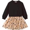 Arshiner Toddler Long Sleeve Dress Patchwork Tulle Tutu Girls Birthday Party Dresses Fall Clothes Size 2-6(Black – Star Tulle)