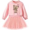 Arshiner Toddler Long Sleeve Dress Patchwork Tulle Tutu Girls Birthday Party Dresses Fall Clothes Size 2-6(Light Coral – Solid Tulle)