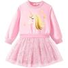 Arshiner Toddler Long Sleeve Dress Patchwork Tulle Tutu Girls Birthday Party Dresses Fall Clothes Size 2-6(Pastel Pink – Daisy Tulle)