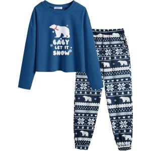Arshiner Girls 2 Piece Outfits Kids Tie Dye Sweatsuits Set Long Sleeve Shirt and Pants Set Size 5-14 Y(Polar Bear)