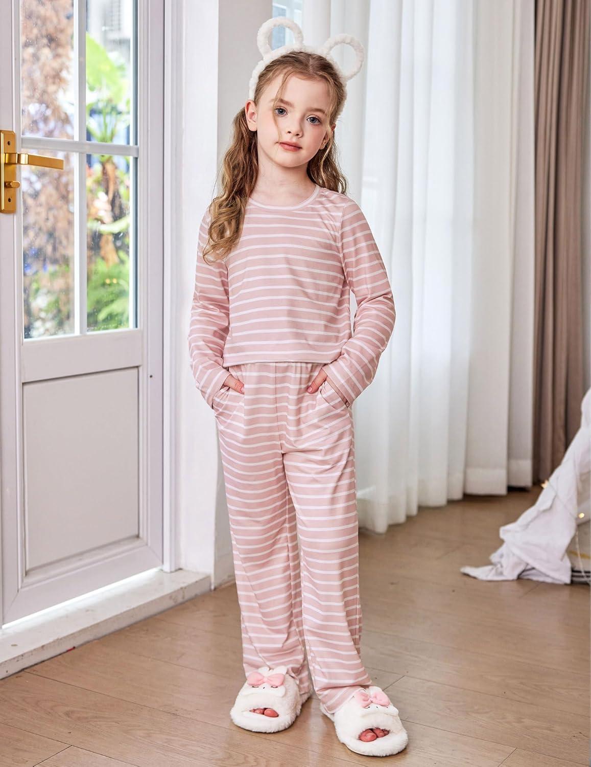 image:imageArshiner Pajamas Set for Girls Long Sleeve amp Pants Pjs Soft Cute Print Lounge SetsPink Stripe